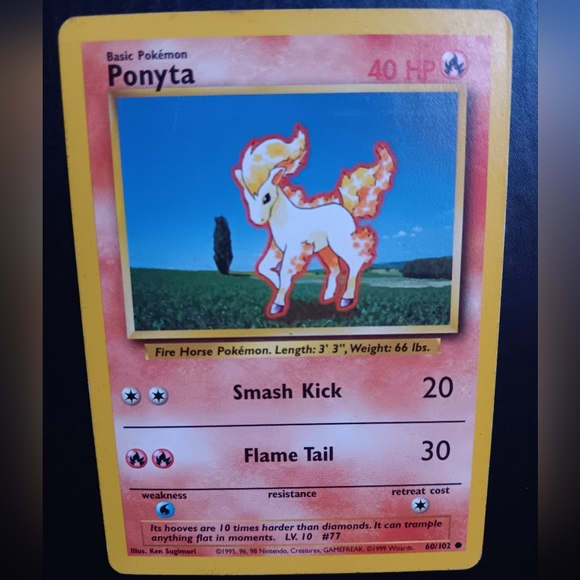 Ponyta Pokemon Card - Base Set - NO. 60/102 Common Non-Holo - Picture 2 of 9